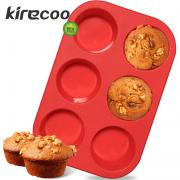 Kirecoo Silicone Muffin Pan - 6 Cup Non-Stick Silicone Cupcake Pan, Just PoP Out! Food Grade and BPA Free Baking Cups, Perfect for Egg Muffin, Cupcake, Dishwasher Safe (1 Pack Muffin Pan)
