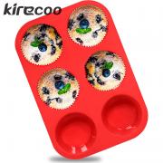 Kirecoo Silicone Muffin Pan - 6 Cups Non-Stick Cupcake Molds, Food Grade Silicone Baking Tray for Making Egg Muffin, Cupcake, Quiches, Tart and Desserts, Reusable Muffin Tin Just Pop Out